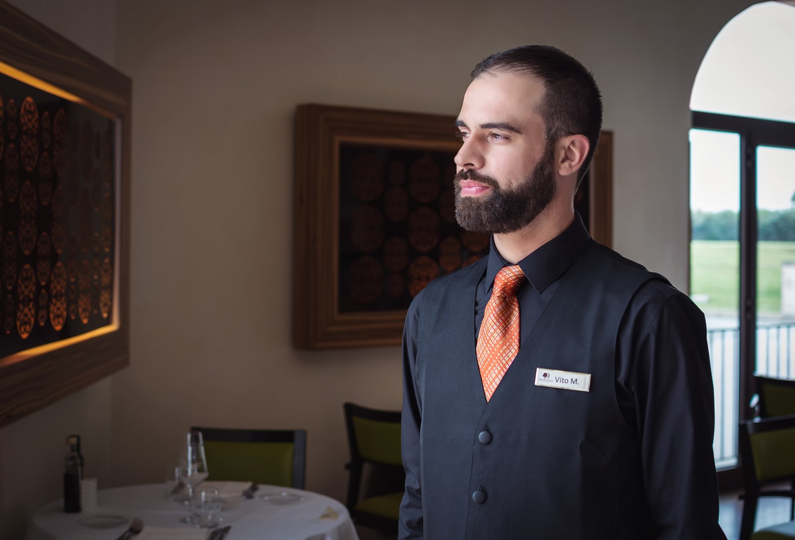 Ritratto di staff, area ristorante di un hotel